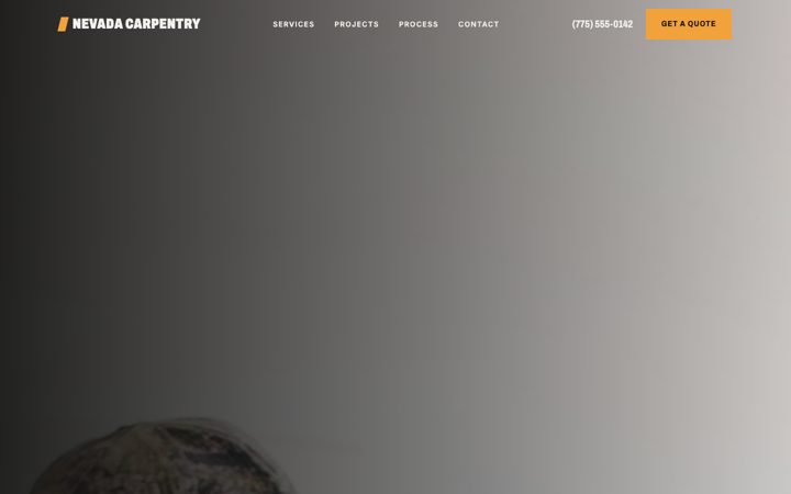 Mockup B homepage: dark full-bleed photo, huge condensed uppercase headline in amber